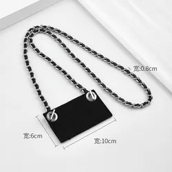 Luxurious Leather Crossbody Card Holder with Chain Strap (Silver single - wear leather chain 120cm + card bag )