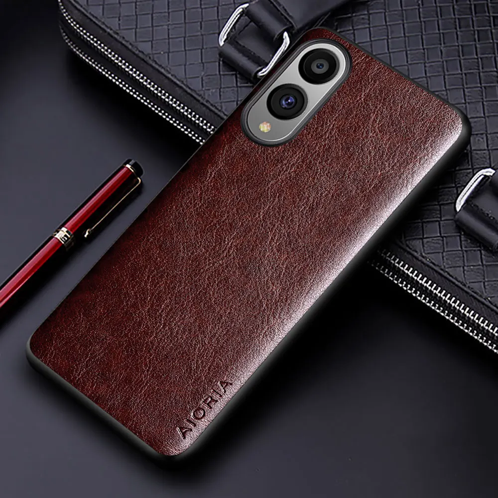 Luxury Leather Business Phone Case - Solid Color Soft & Hard Protective Cover