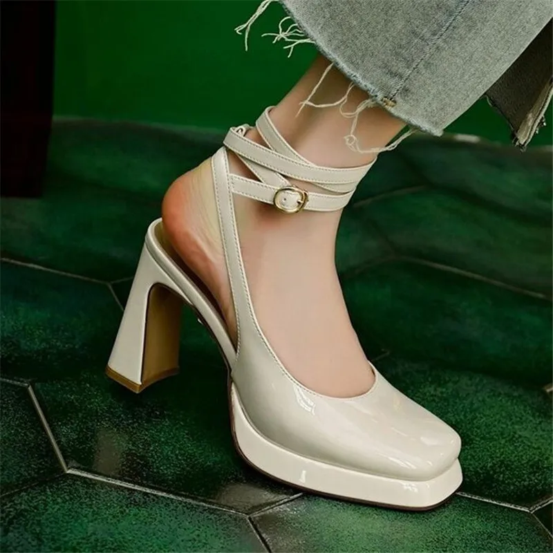 

2023 Brand Sandals Women High Heels Shoes Fashion Dress Party Platform Pumps Summer New Trend Women Chunky Marie Jane Sandals