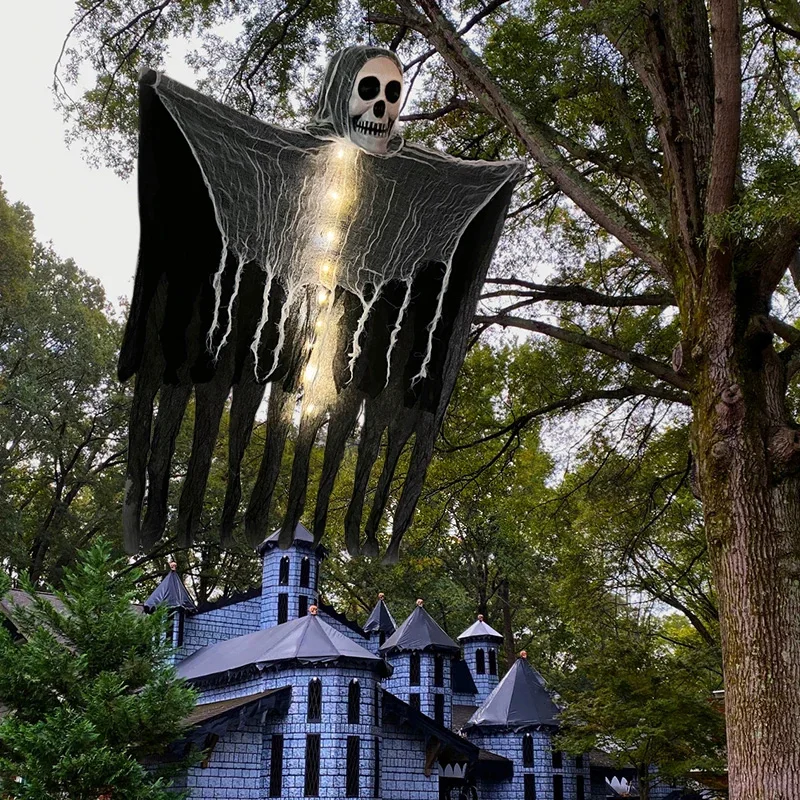 VGE Halloween Geister Deko [2er Set] - LED Windsack Geister Mit 3 Lichtmodi, Für Garten & Wohnung