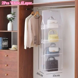 Eco - Friendly Transparent Hanging Closet Storage Bags - Dust - Proof Three - Dimensional Design (White - 4Layer - 2Pcs)