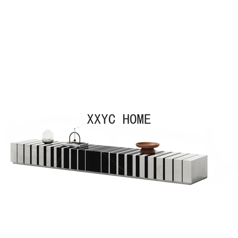 

New Designer Natural Marble TV Cabinet and Tea Table Combination Villa High-End Living Room Home Floor Cabinet furniture