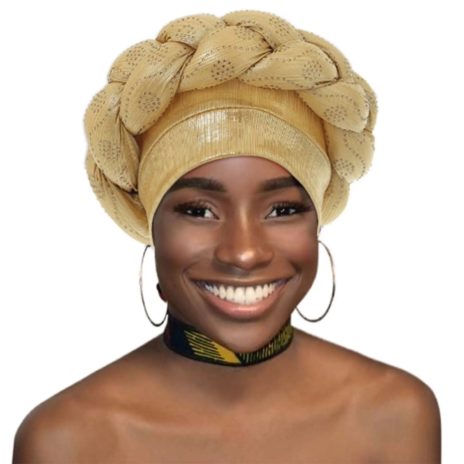 Cappelli Con Copricapo Modello Africano Per Donna Cappellini Firmati Africani Pre-Legati Nodo Turbante Aso Oke Africaine Turbante Auto Gele
