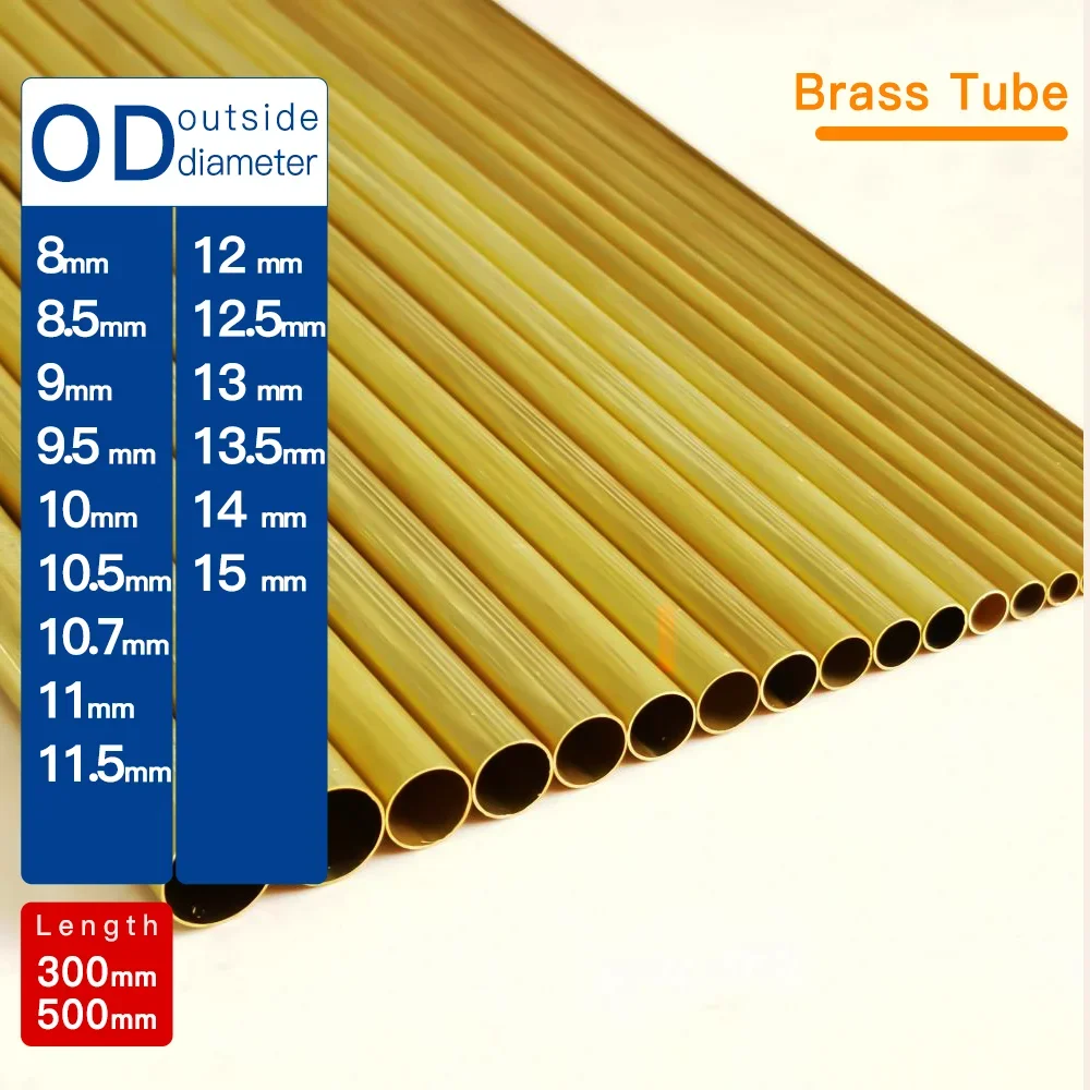 Brass tube OD8-15mm length300 500mm Round Brass alloy Pipe Straight Small outer diameter finish draw precise thickness0.2-3 brass tube