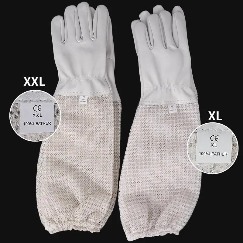 New mesh beekeeping gloves long sleeved gloves preventing bee bites three-layer net ventilation lightweight breathable beekeeping tools beekeeping accessories beekeeper gloves