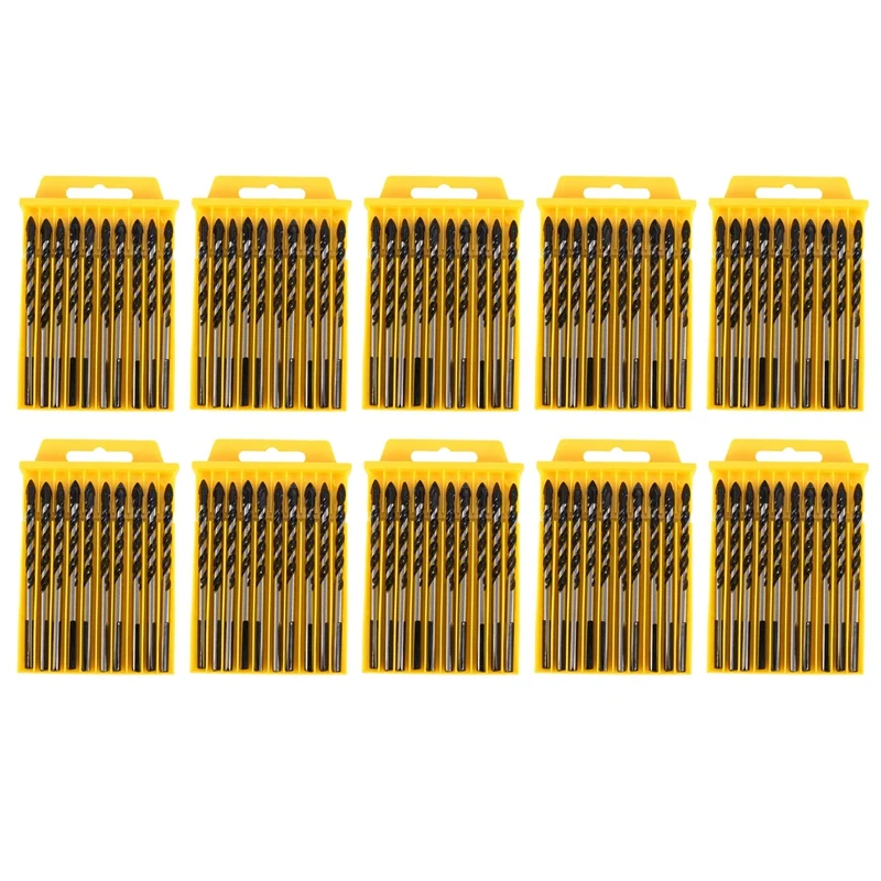 

AT35 Multipurpose Drill Bits, 100-Piece 6Mm Multi-Material Drill Bit Set For Drilling In Tile, Glass, Concrete, Brick, Wood