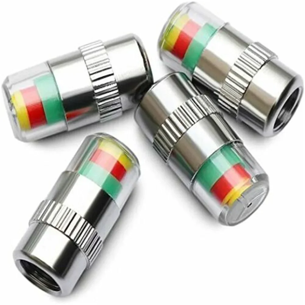 4/8 Pezzi Sensore di Pressione Pneumatici per Moto e Auto, Tappo Valvola con Indicatore Luminoso, Strumento di Ispezione Pressione Pneumatici - immagine 4
