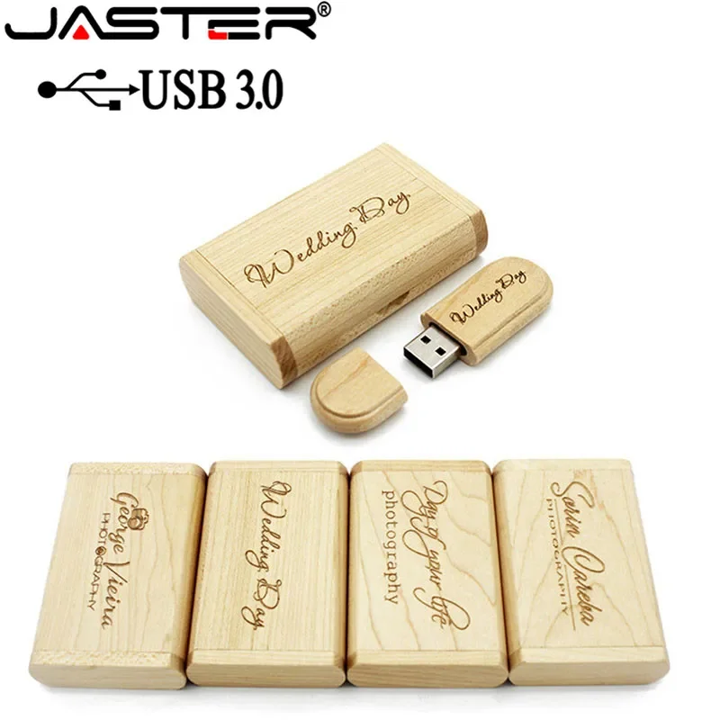 Jaster Usb 3.0 de Alta Velocidade de Madeira Usb Flash Drive de Bordo de Madeira Mais Caixa Pendrive 4gb 16gb 32gb 64gb Memory Stick Presentes Logotipo Personalizado Livre