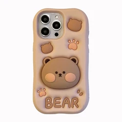 Adorable Bear Silicone Phone Case with Holder - 6Plus or 6sPlus (Bear)