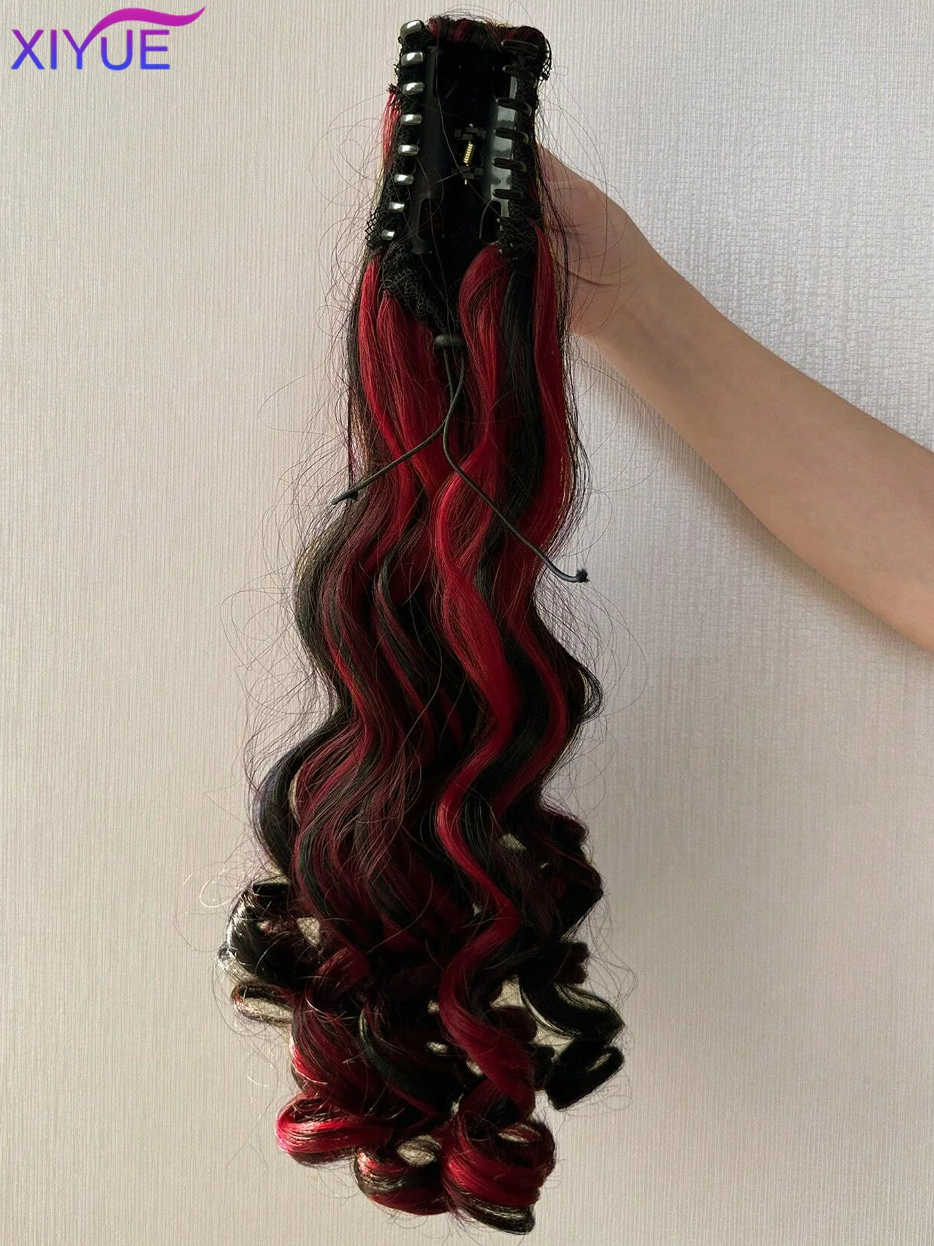 22Inch Curly Wavy Ponytail Hair Extensions Synthetic Claw Claw Clip On Ponytail Hairpieces For White Women Brown Black Red Color