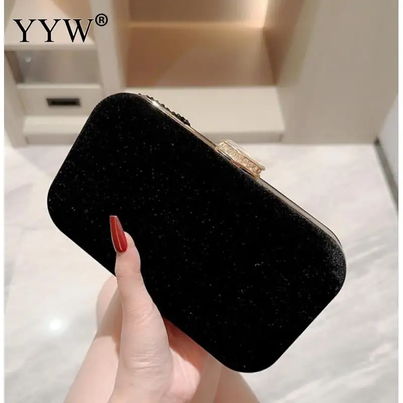 Square Buckle Rhinestone Velvet Clutch Bag for Women Luxury Designer Purse Handbag Diamond Elegant Evening Bag Wedding Clutch