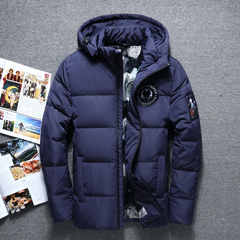 Men's Down Jacket Duck Winter Warm Hooded Puffer Jacket Men Vintage Clothes 90 X Padded Black Autumn Red Bomber Male Parka
