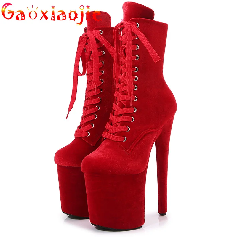 

Top sale 20CM corduroy surface Platform Women Shoes high heeled shoesCustom colors boots erotic lap Pole Dancing ankle boots