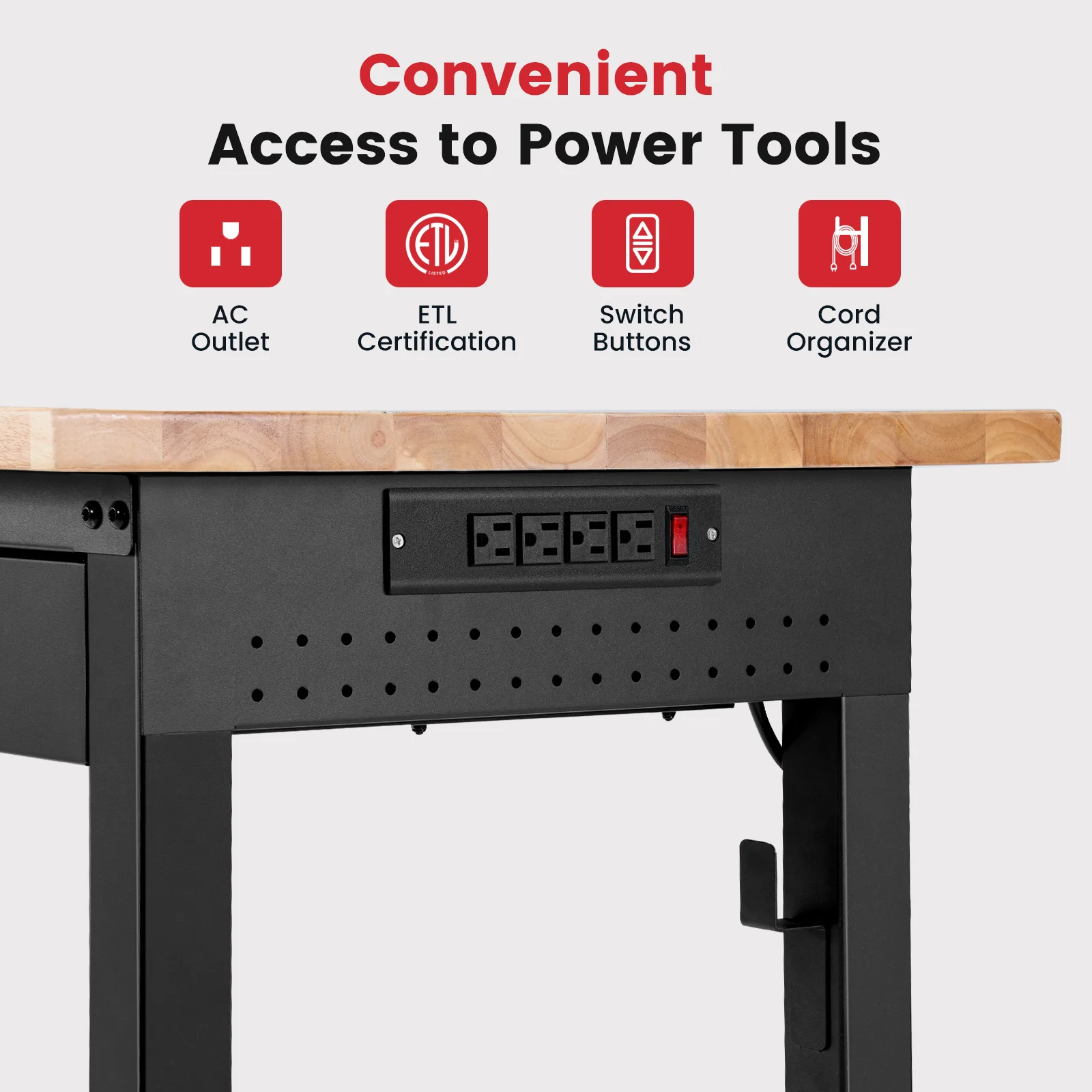 Wood Work Bench with Drawer and Storage Pegboards for Woodworking
