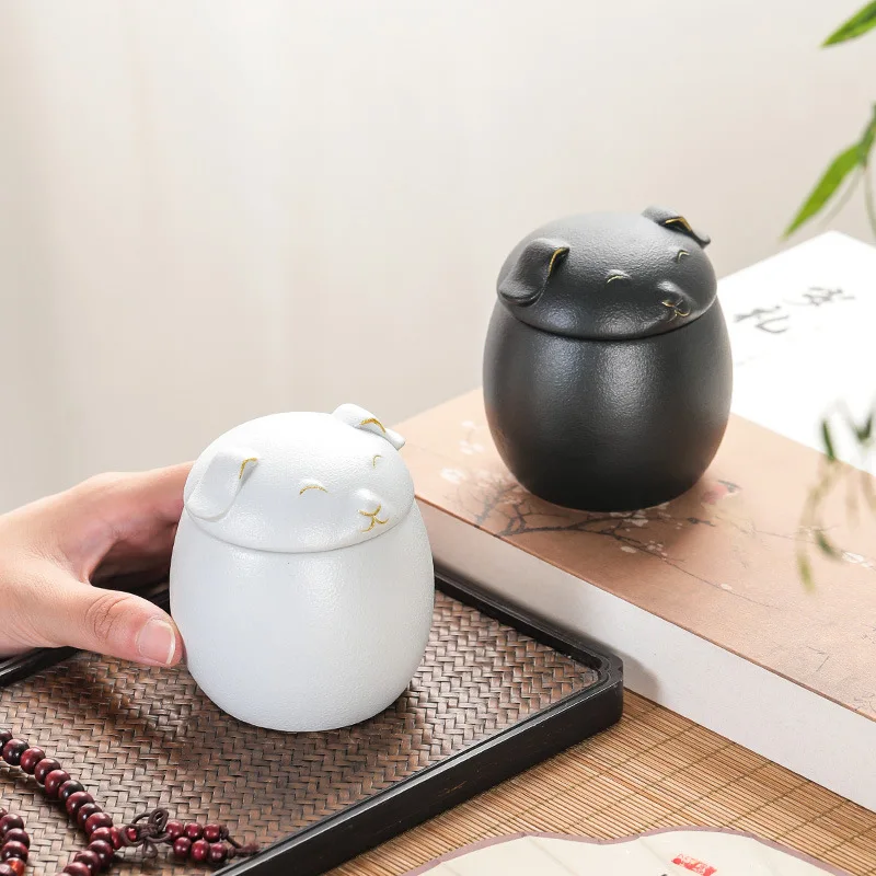 Cremation Urn New Urn Pet Ashes Cat Shape Memorial Handcrafted Black Decorative Funeral Panda Cat Dog