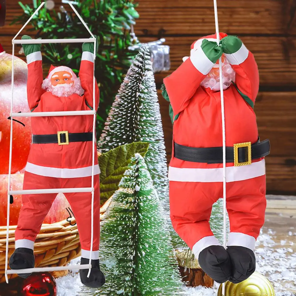 Christmas Santa Claus Climbing Rope Ladder Santa Claus Christmas Tree Decoration Inflation Outdoor Doll Pendant