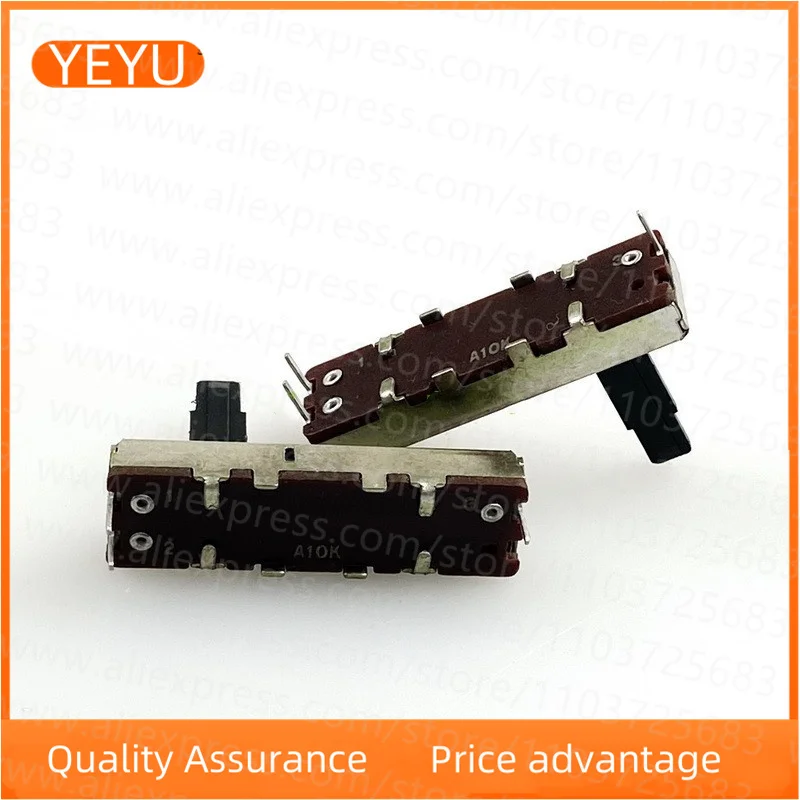 2PCS 35mm 3-pin Single Straight Slide Potentiometer A10K Stroke 20mm Mixer Fader Handle Width 4mm