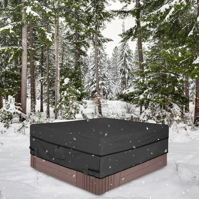 Négyzet Alakú Gyógyfürdőhuzatok A Pezsgőfürdő -Vízálló Poliészter Kültéri Kád Fedőlapa Több Méretű És Rugalmas Zsinórral Rossz Időjáráshoz - Image 2