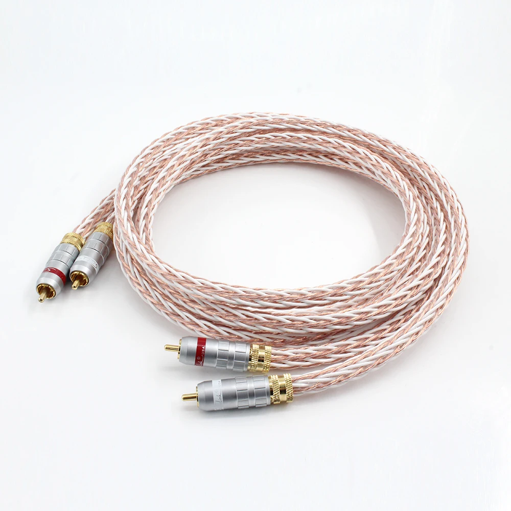 

8TC 7N OCC Pure copper RCA Cable Hi-end CD Amplifier Interconnect Gold Plated2RCA to 2RCA Male Audio Cable