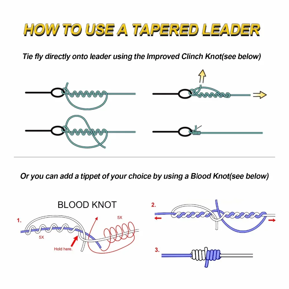 Goture Fly Fishing Line Tapered Leader 0X-7X Transparent Taper Leader With Pre-tied Loop Fishing Accessory 5Pcs 9FT/2.74M fishing line fishing tackle