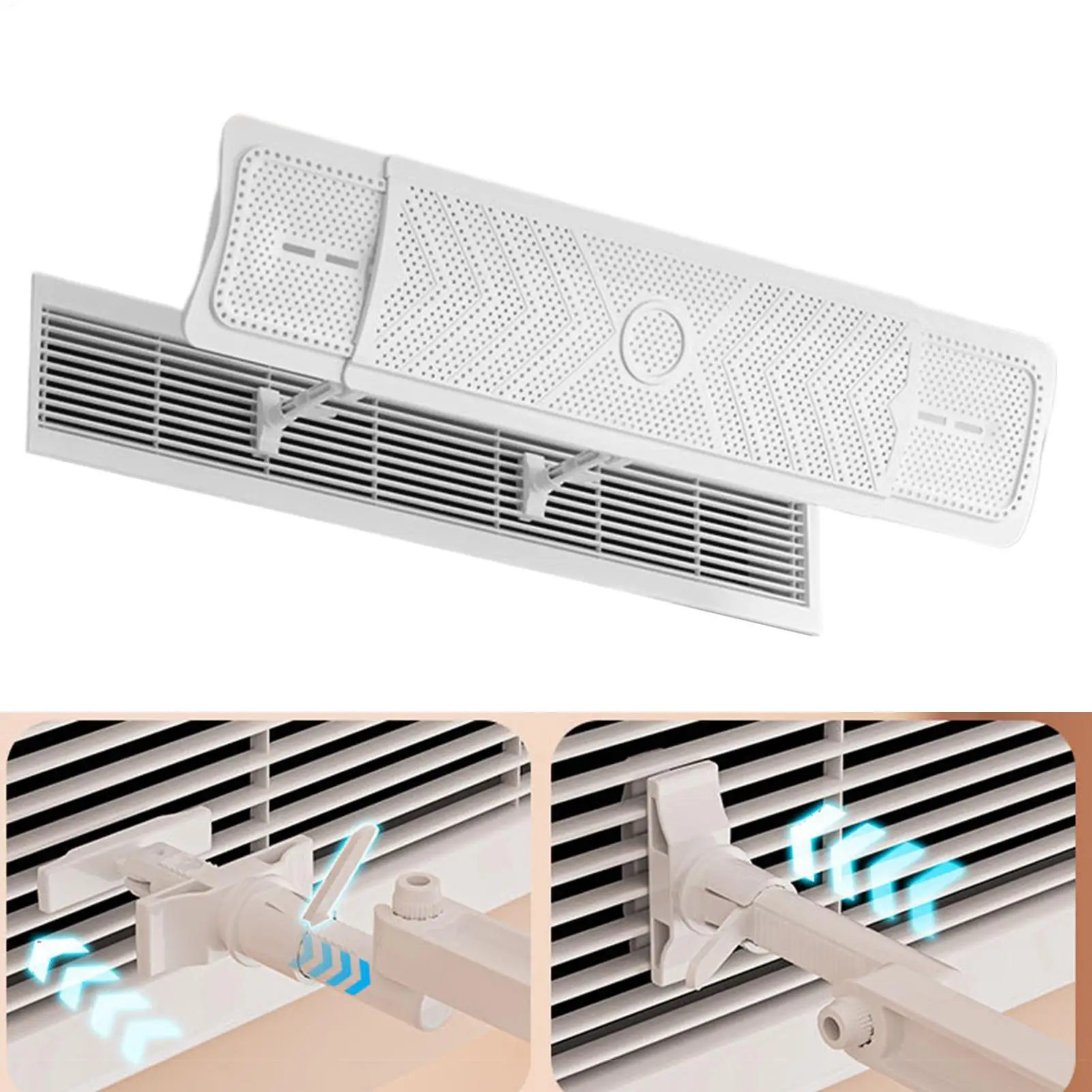Adjustable Wall-Mounted Air Conditioner Deflector with Anti-Blow Shield
