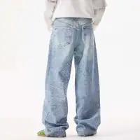 PFMarin- Jeans jeunesse College en biscuits pour hommes, pantalons à jambes larges, streetwear vintage, hip hop, vêtements pour hommes, chim28W4644 4
