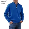 Autumn Men's Half Zipper Pullover Long Sleeve Turtleneck Jackets Solid Color Sweater Casual Breathable Knitted Basic Warm Coat