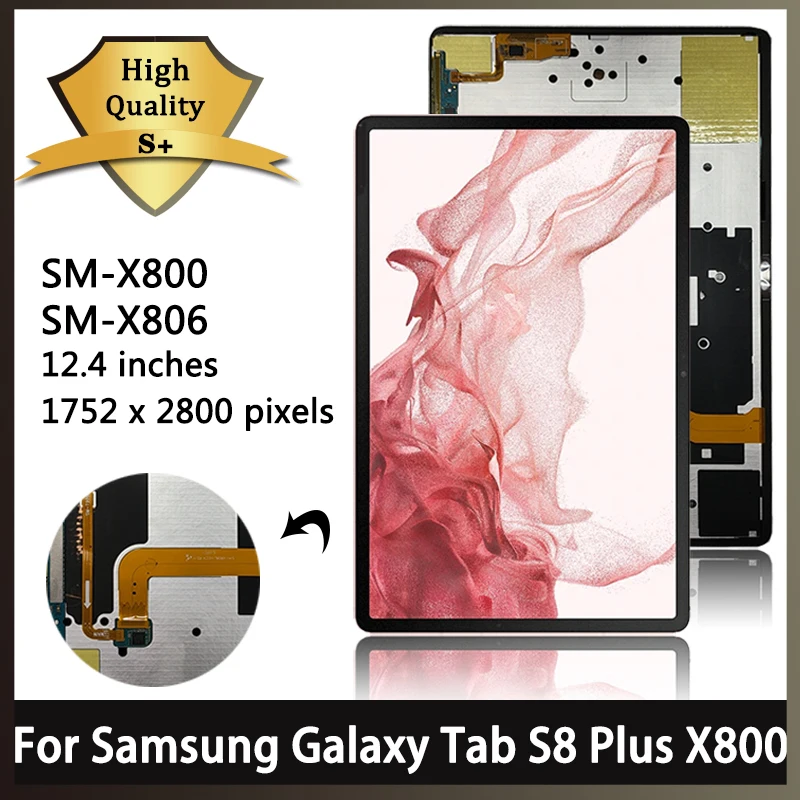 12.4 ''Nuovo Amoled Per Samsung Tab S8 + X800, X806, X806B, X806U, X806N Display Lcd Touch Screen Digitizer Assembly