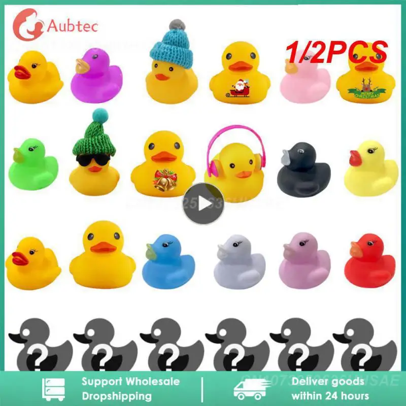 

1/2PCS Aquatic Bath Toy Rubber Duck Baby Shower Water Bathing Toys Baby Kids Children Birthday Gift Classic Toy Boys