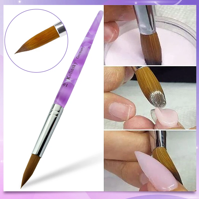 Fine Hair Acrylic Nail Art Brushes Drawing Brush Painting Pen Size  #14/16/18/20 with Wave Ripple Pattern Purple Handle - AliExpress