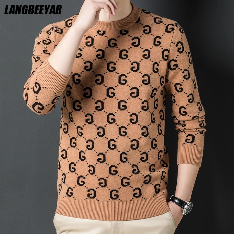 Top Grade Luxury New Fashion Brand Knit Pullover Knitted Sweater Crew Neck Men Designer Streetwear Casual Jumper Men Clothes mens turtle neck jumper