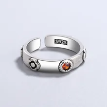 

Fashion Silver Color Red CZ Zircon Flower Adjustable Rings for Women Girls Y2K Metal Crystal Gems Party Rings Hip Hop Jewelry