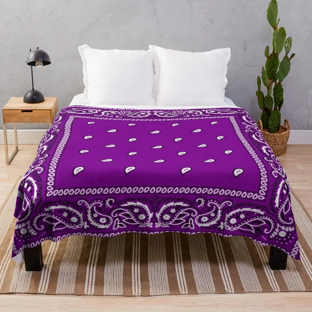 

Bandana Purple Throw Blanket Vintage Soft Big Camping Blankets