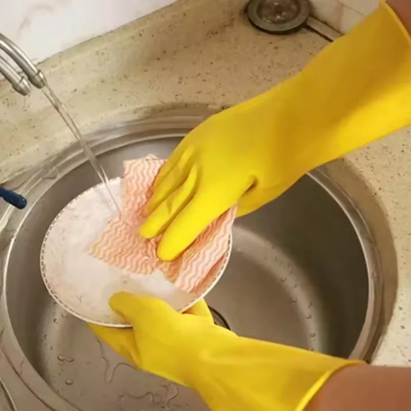Rubber Gloves Washing Dishes Waterproof Thickened Beef Latex Labor Protection Wear Resistant Work Household 1/3/5/10PCS
