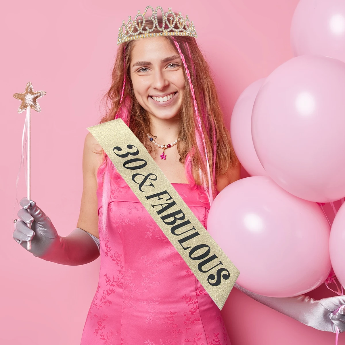 Fascia e Diadema Per 35° Compleanno in Oro Rosa - Corona e Tiara Da Donna 35 e Favolosa - Regalo Per Festeggiare il 35