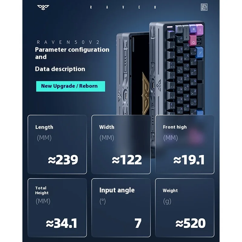 Raven50 v2 기계식 키보드 베어본 키트 핫 스와퍼블 FR4 PCB 플레이트 포론 폼 필링 HHBK WKL 6.25u/7u 스페이스바 포함