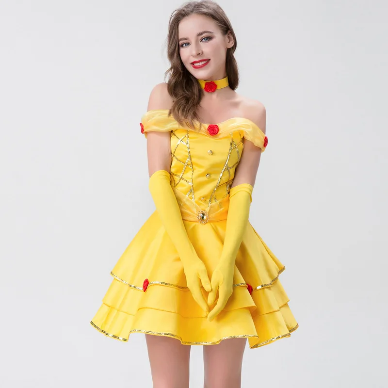 Princess Cosplay Costume Adult Belle Fairy Tale Fancy Dress