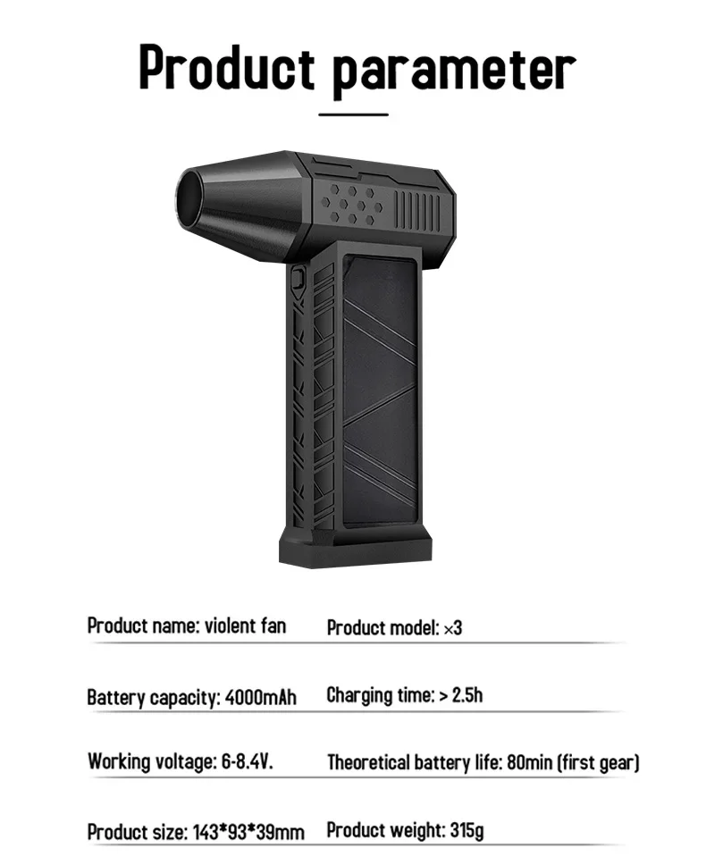 Description Picture 6 of itemX3 130000 RPM Turbofan ventilateur Ã  Jet haute puissance moteur de plumeau d'air ventilateur de poussiÃ¨re Ã  vitesse
