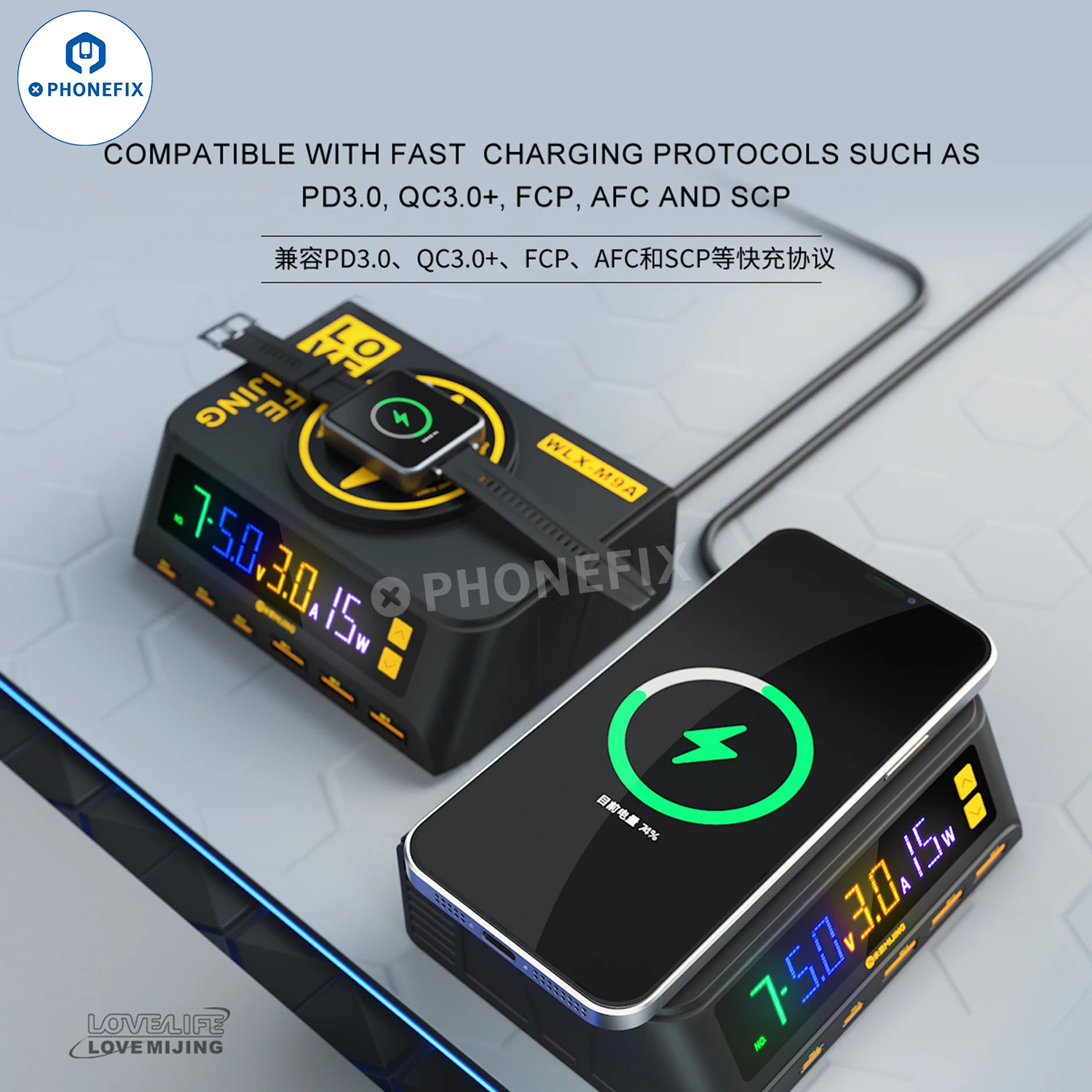 Mijing WLX-M9A Ʈ  , , Ｚ, ׳ƽ  , QC 3.0, LCD ÷,  USB  ̼, 110W