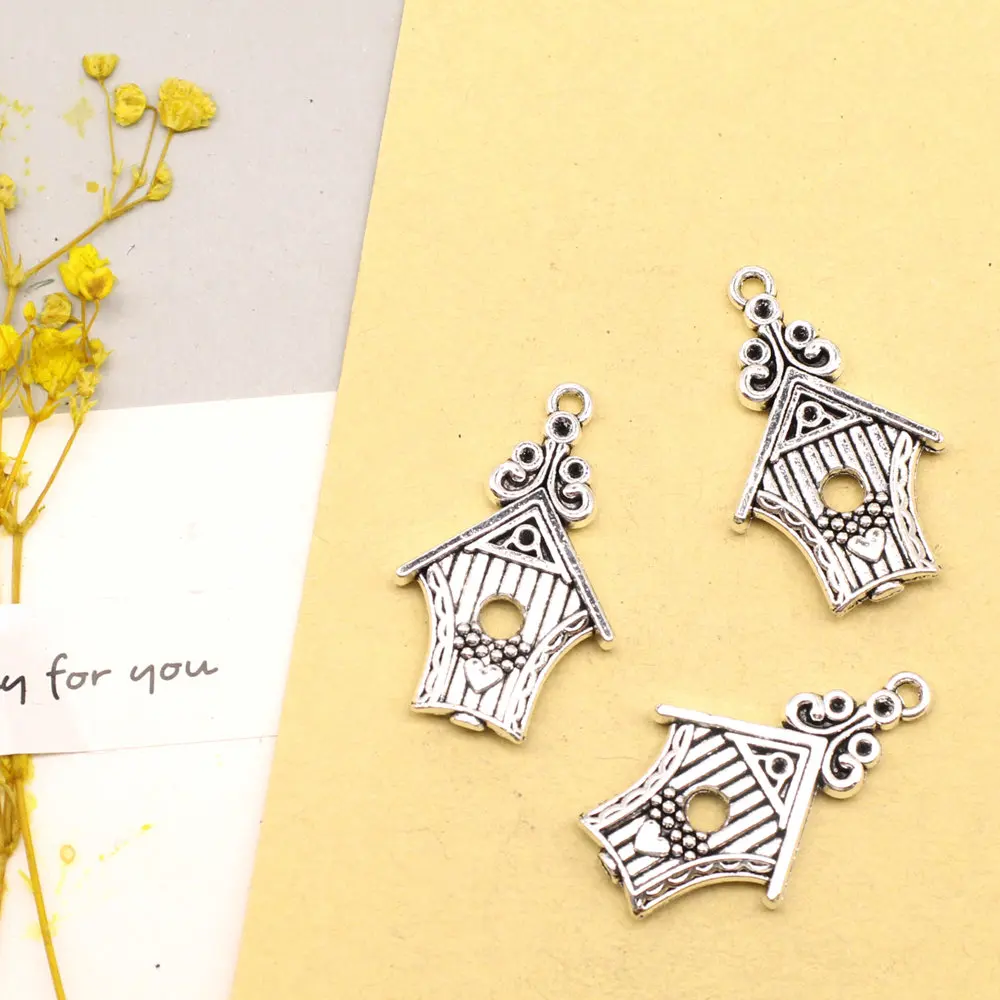 

5 шт. 30x24 мм подвеска в виде дома, подвеска для ювелирных изделий, поделки для женщин, античное серебряное покрытие