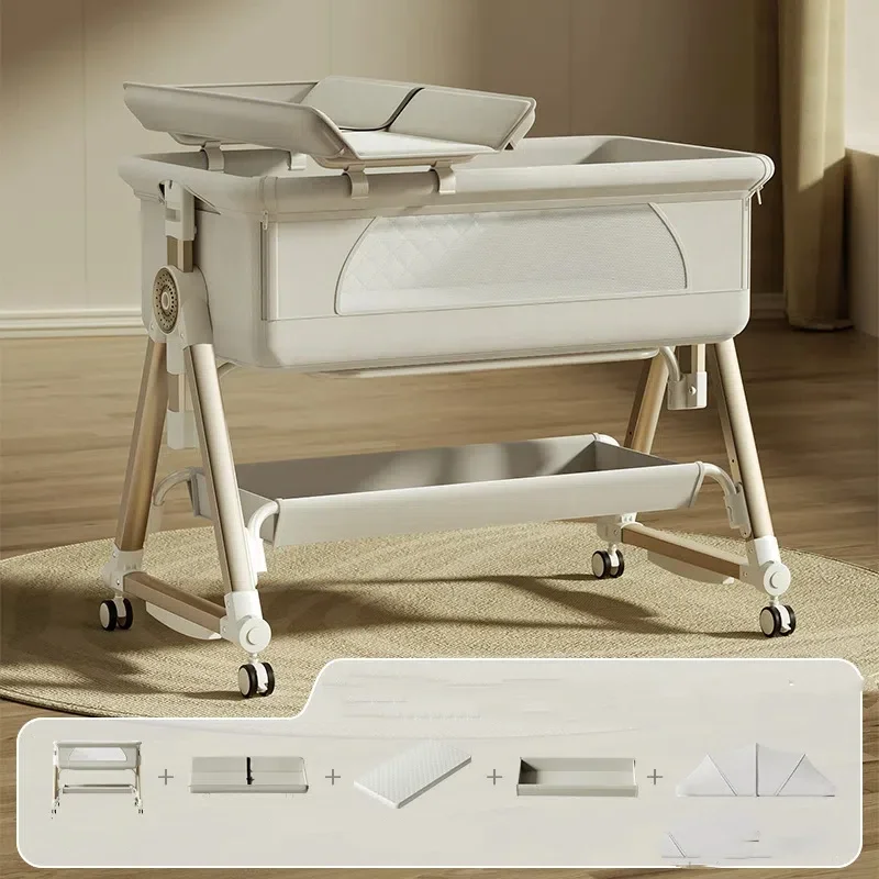 Портативне дитяче ліжко з регульованою висотою - складне ліжечко Co-Sleeper, яке можна перетворювати на люльку та коляску для новонароджених і немовлят