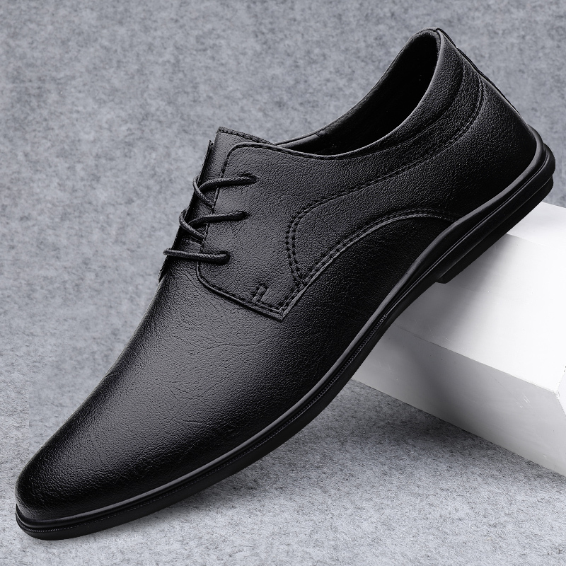 High Quality Men's Genuine Leather Shoes Lightweight Breathable Men's Flat Casual Shoes Commuting Simple Comfortable Shoes