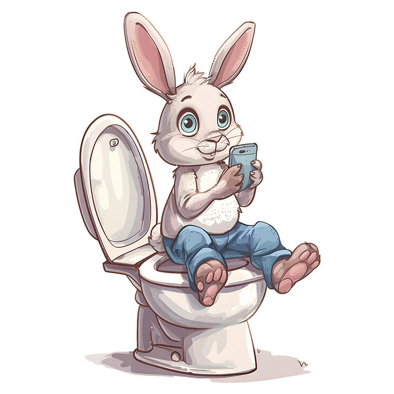 Cartoon Pink Rabbit Toilet Water Tank Toilet Stickers Home Decoration Wall Stickers Self-Adhesive Decor Decals Bathroom 1PC