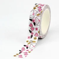 NEW 1PC. Decorative Flowers Hearts Mail Washi Tape Valentine Paper Scrapbooking Planner Adhesive Masking Tape Stationery 1