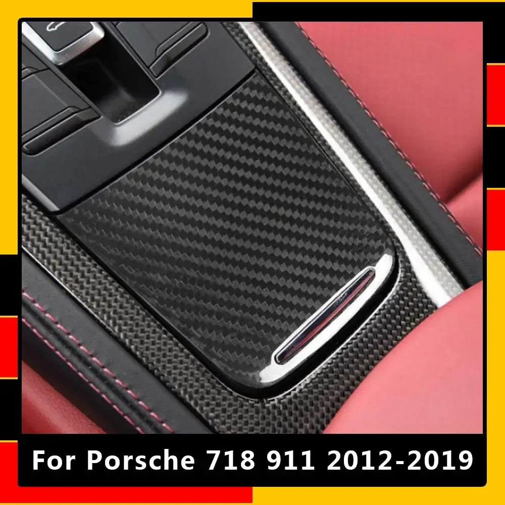 

For Porsche 718 911 2012-2019 Real Carbon Fiber Car Central Control Storage Box Cover Panel Trim Frame Car Styling Accessories