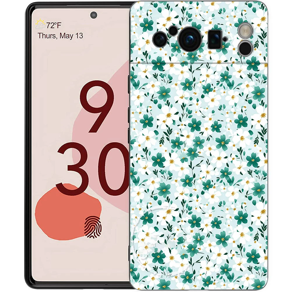 Elegant Floral Art Black Soft TPU Phone Case - Luxury Back Cover