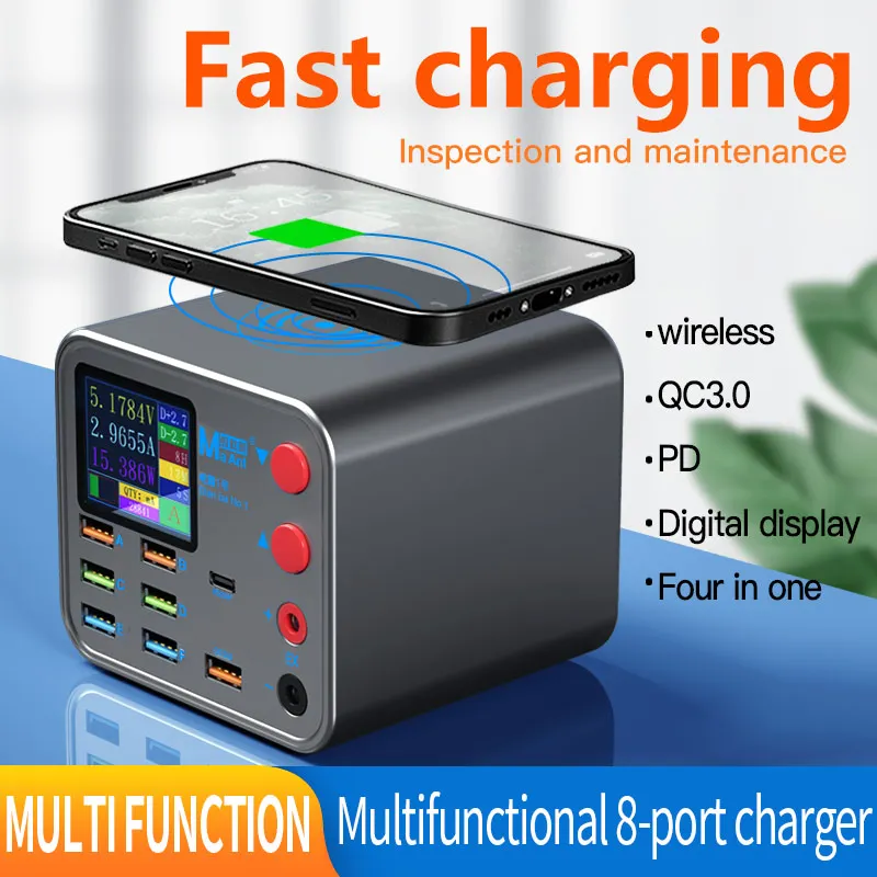 Mobile Phone Charger 8-Port LCD Multi-Function Current Data Line Detection Burn-in Repair
