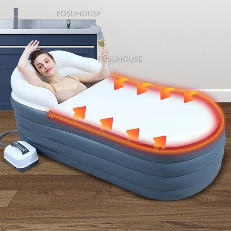 Modern Inflatable Bathtub Household Bathroom Bathtubs Massage Constant Temperature Whirlpool Adult Creative Folding BathtubZAQ 4