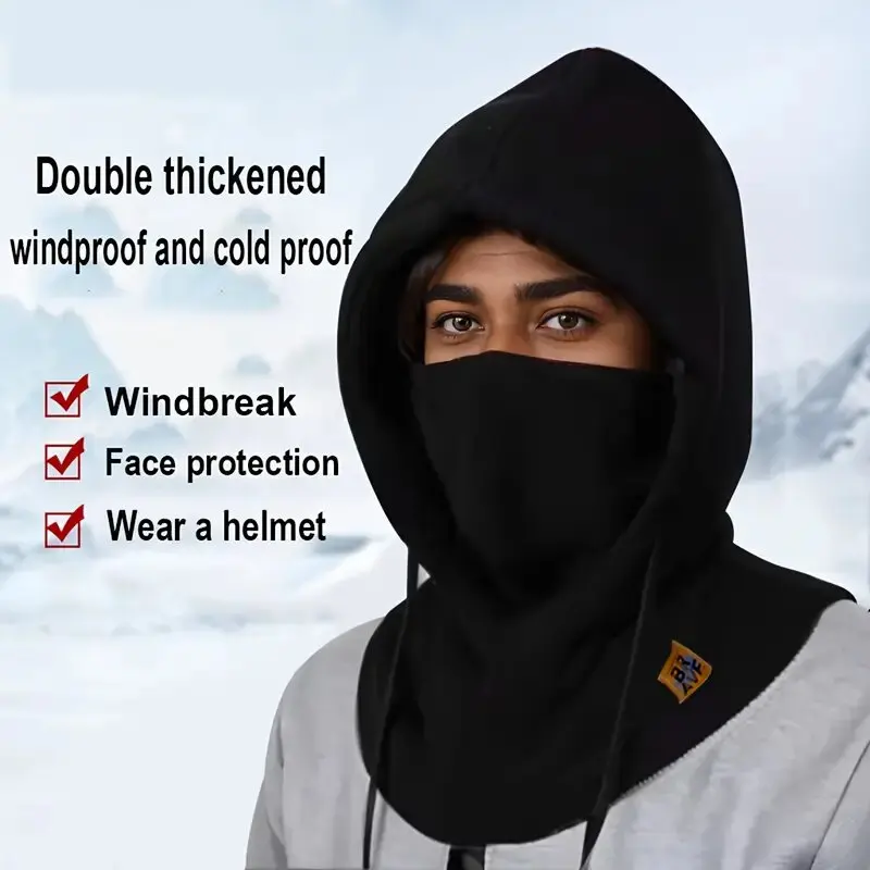Unisex Balaclava Knit Hood - Windproof Mask with Drawstring Motorcycle...
