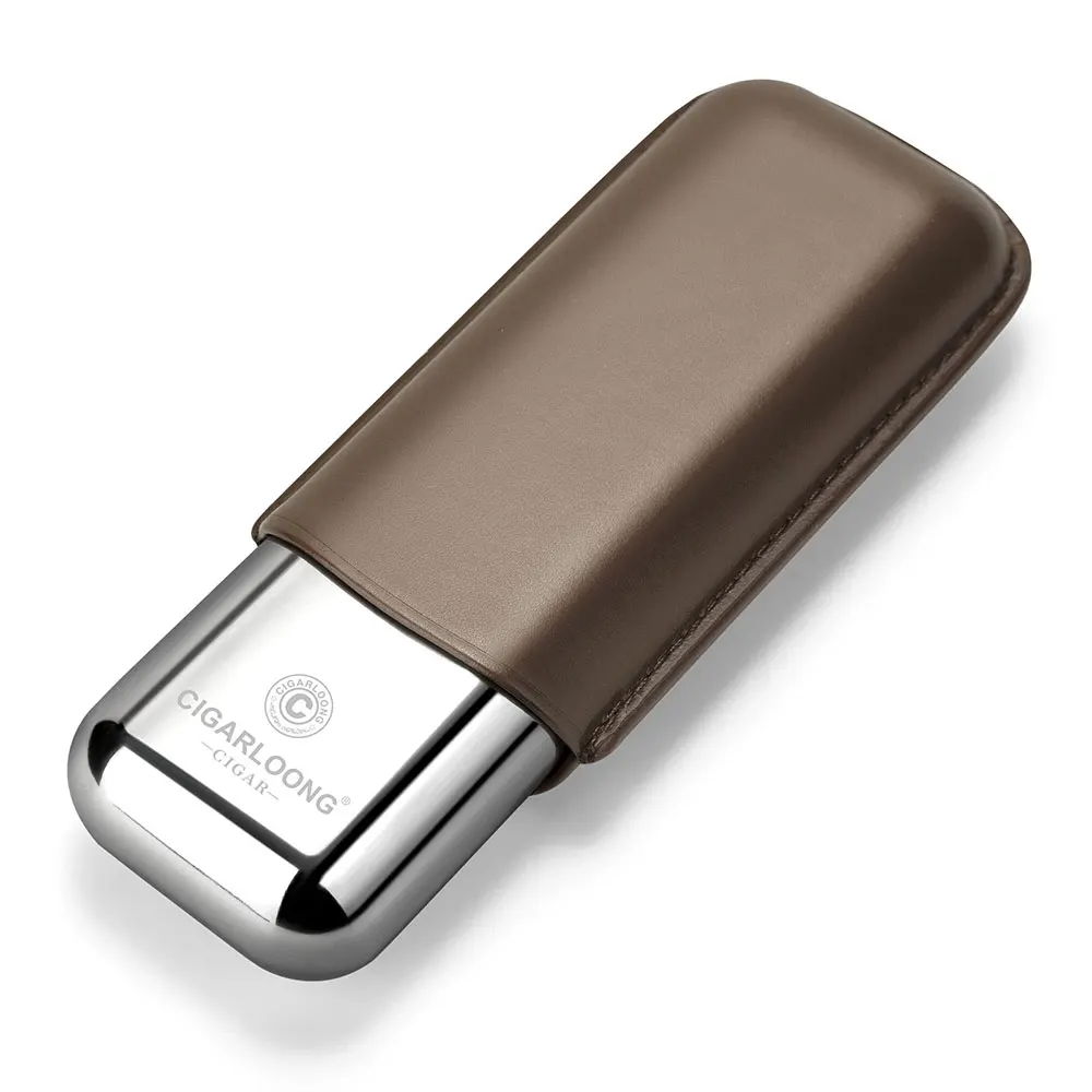 Stainless Steel Cigar Case Humidor Anti-pressure Luxury Cow Leather Cigar Humidor Case Moisturizing Portable Travel Cigar Case 5